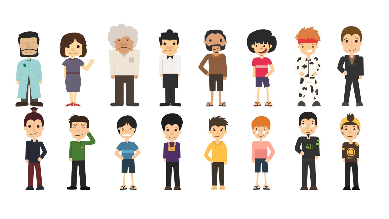 96款ppt手绘人物矢量图