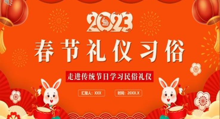 中国风春节礼仪习俗PPT课件模板