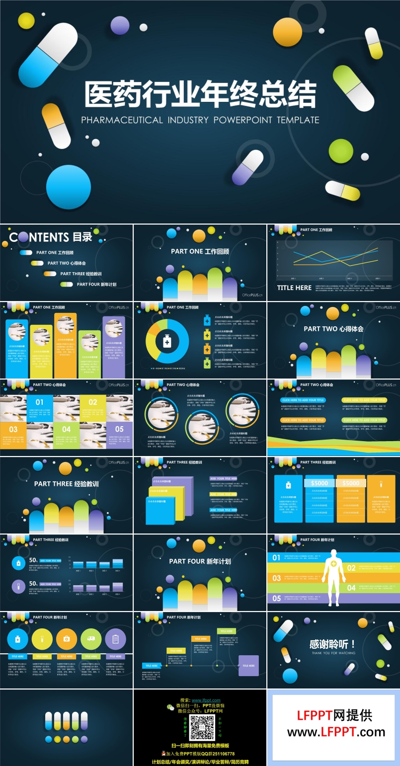 药品医药行业年终总结静态PPT模板下载