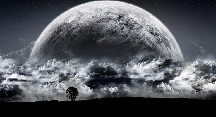 夜色下的孤单月球PPT背景图片