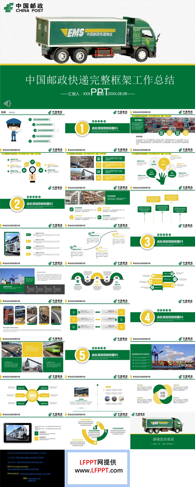 中国邮政快递专属完整框架工作总结PPT模板