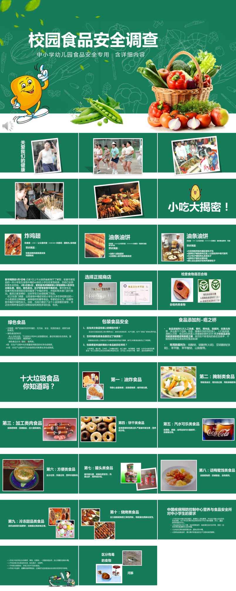 中小学校园食品安全调查教育PPT模板