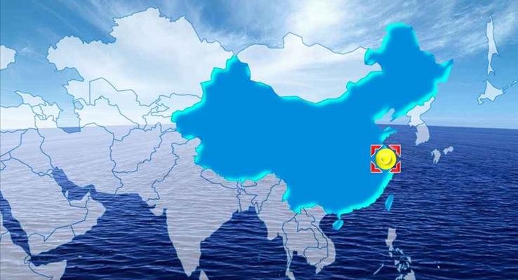 中国地图定位显示特效动画PPT模板