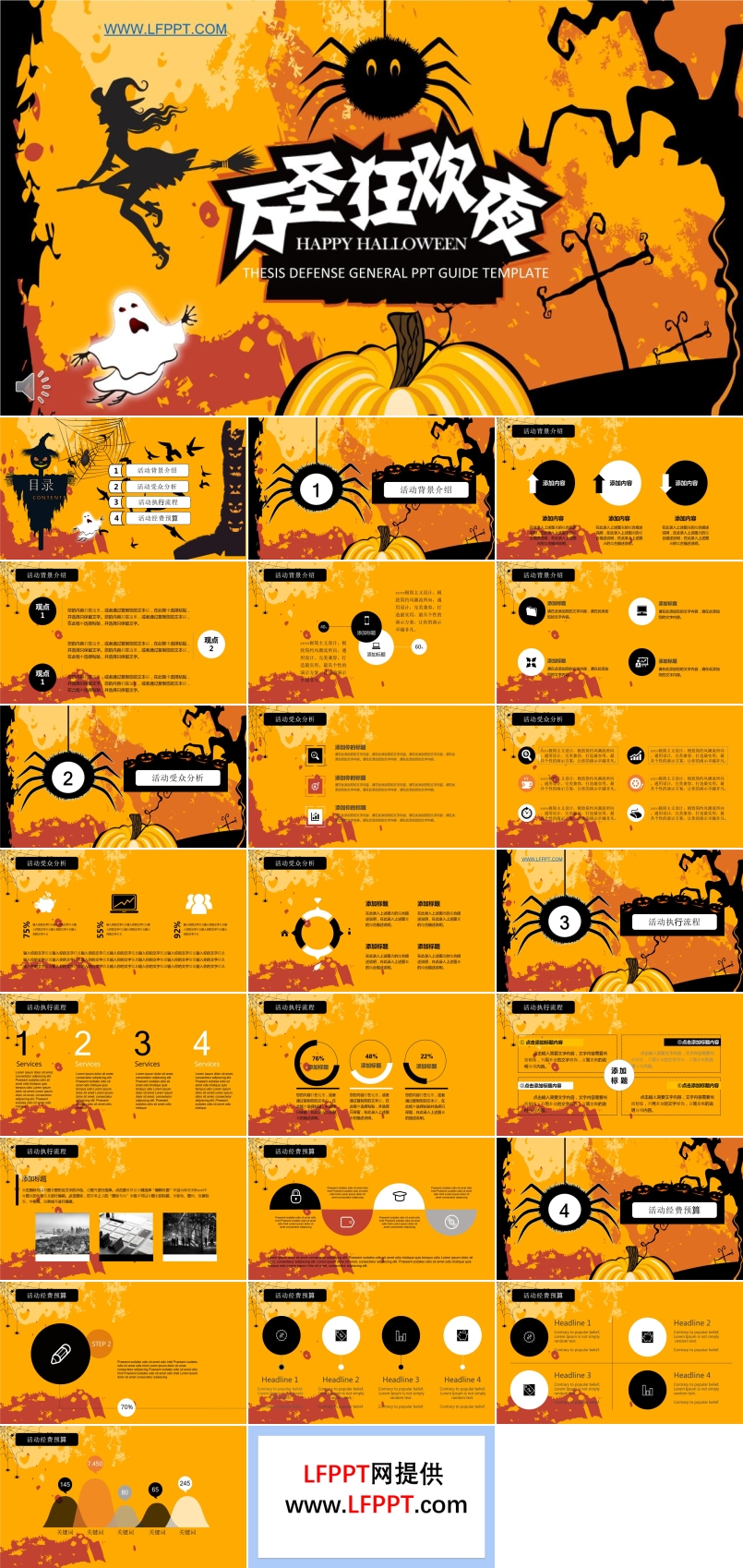 卡通风格万圣节狂欢夜策划规划计划PPT模板