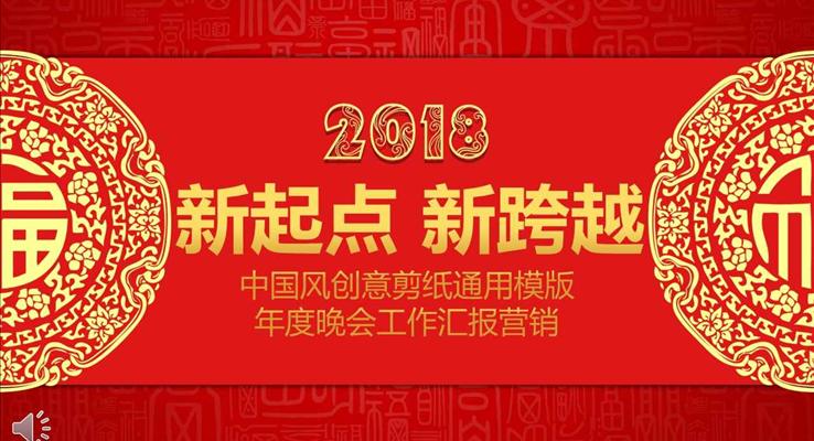 喜庆中国风创意剪纸通用模板年度晚会工作汇报总结之动态PPT模板