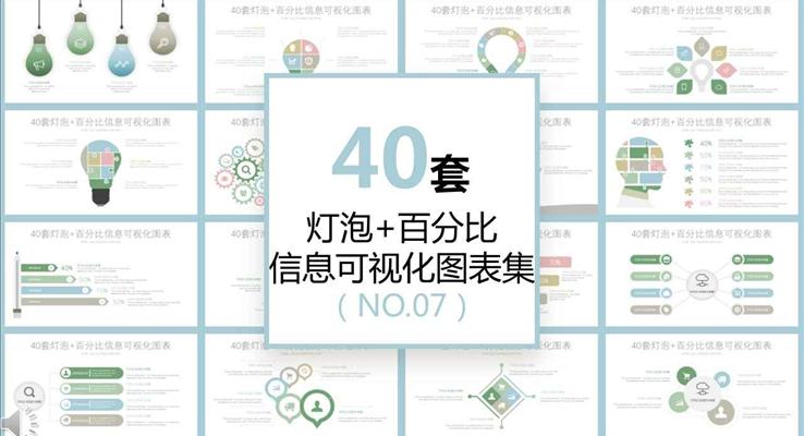 40套灯泡发给百分比信息可视化图表PPT模板