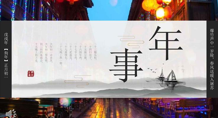 中国风农历新年习俗文化春节PPT模板