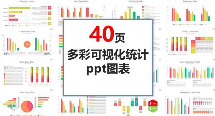 PPT素材40页多彩可视化统计ppt图表合集之动态PPT模板