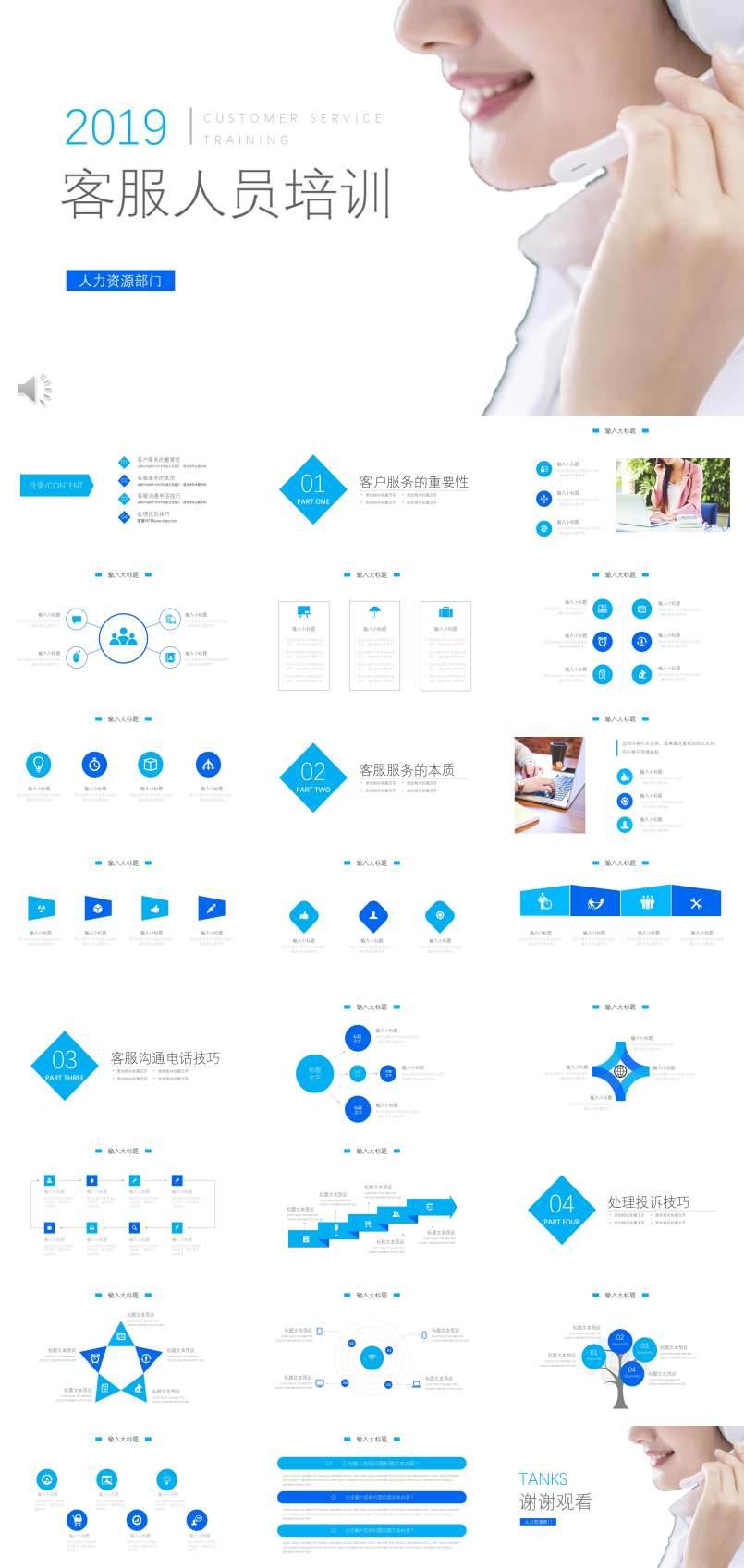人力资源客服人员培训PPT模板