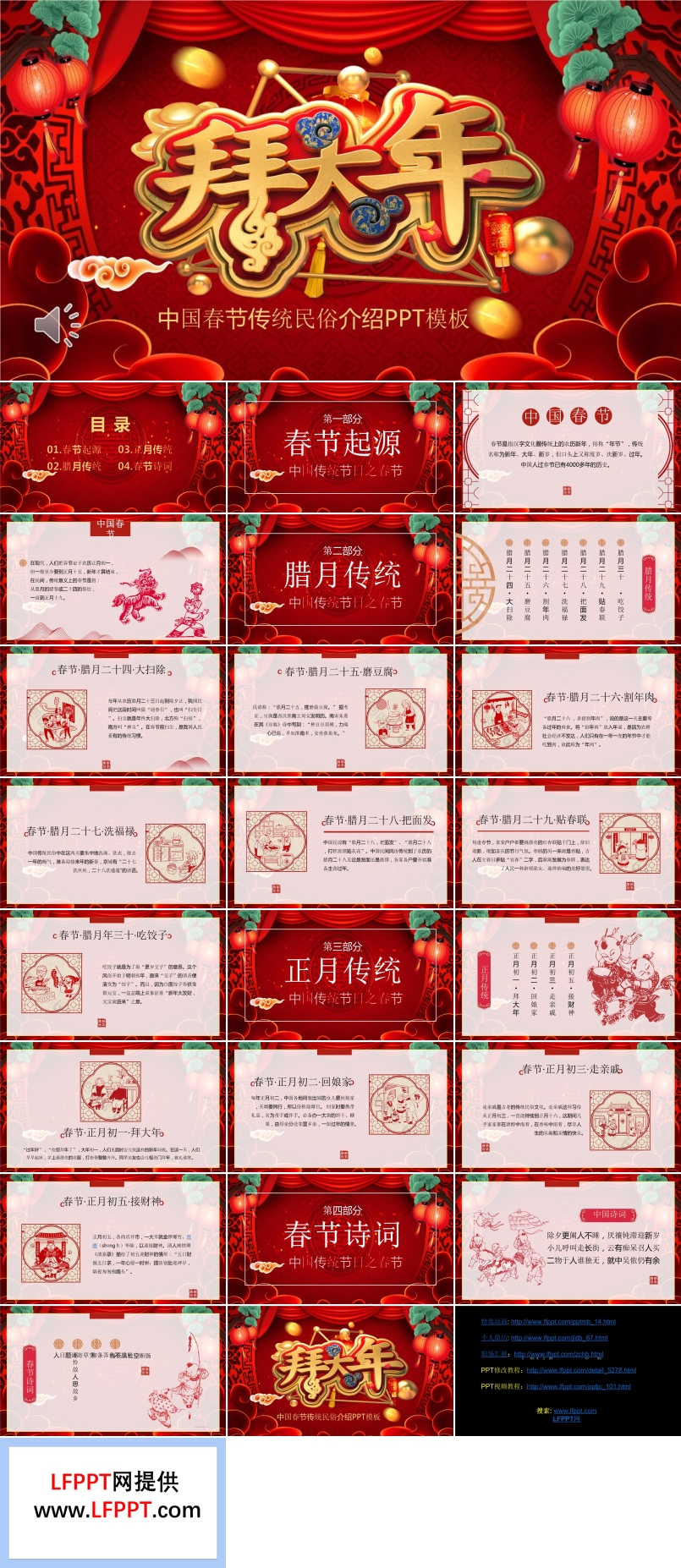 春节习俗介绍PPT模板