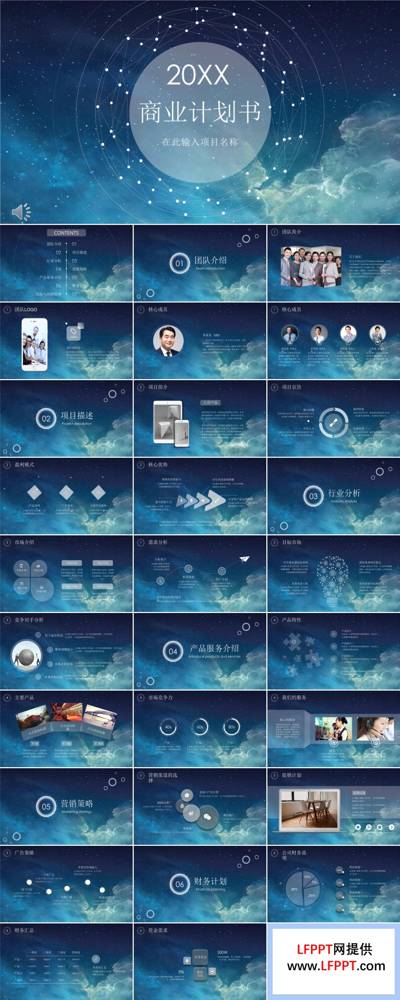 星空风商业计划书PPT模板