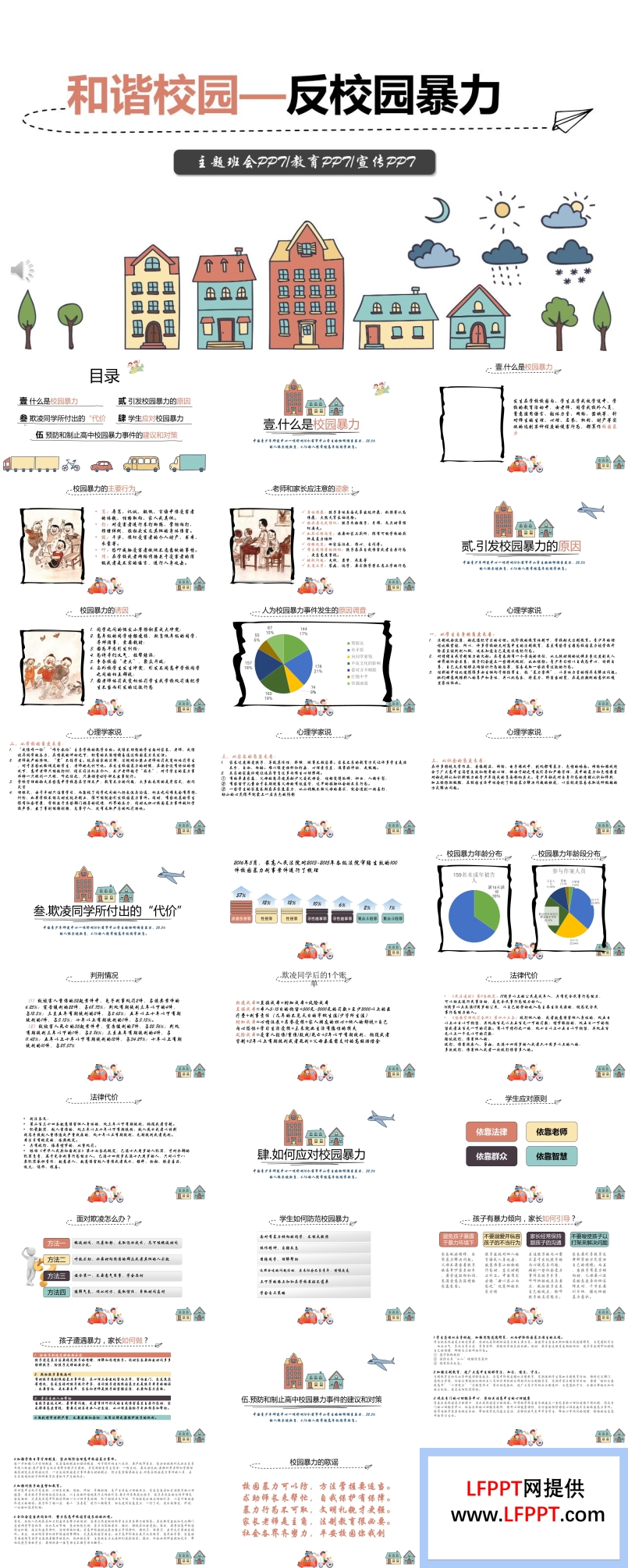 和谐校园反校园暴力主题班会PPT模板