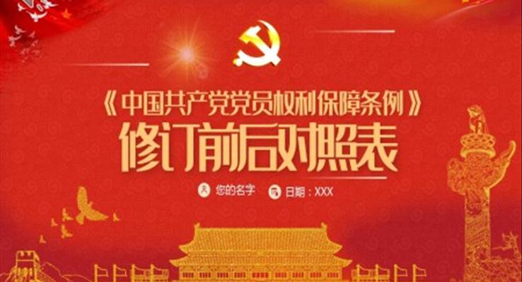 新修订中国共产党党员权利保障条例PPT模板