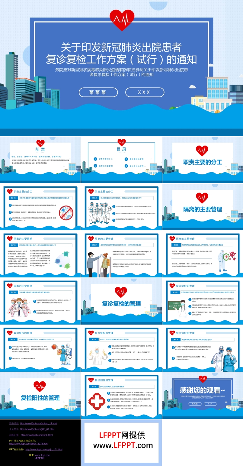 关于印发新冠肺炎出院患者 复诊复检工作方案（试行）的通知PPT