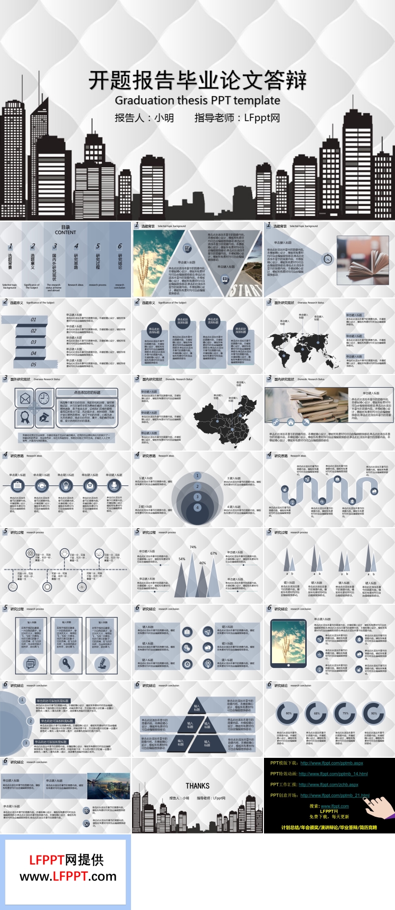 简约开题报告毕业论文答辩学术报告PPT模板