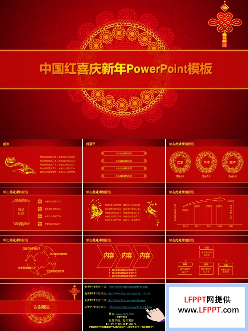 中国红喜庆新年PowerPoint模板