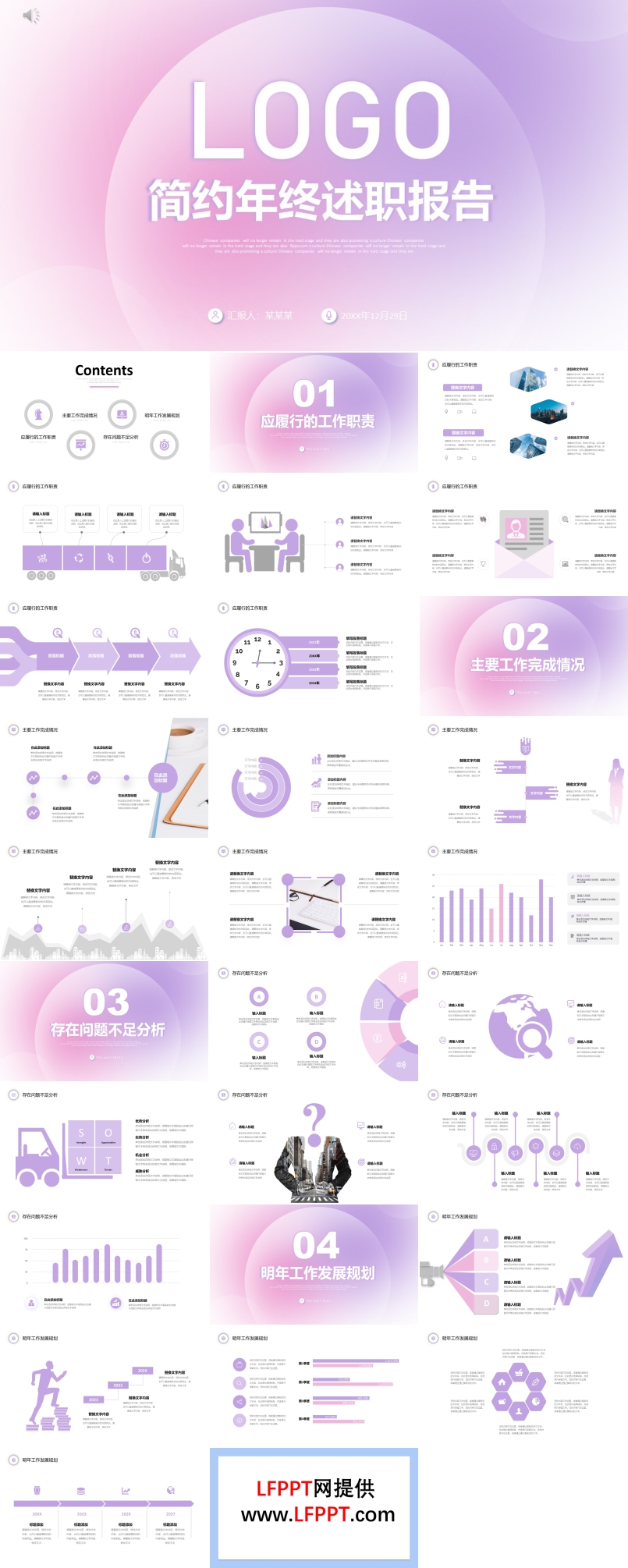 简约年终述职报告PPT