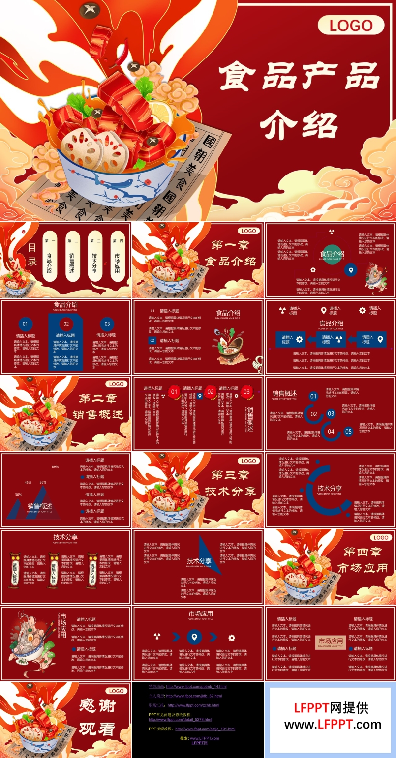 国潮风食品产品介绍PPT模板