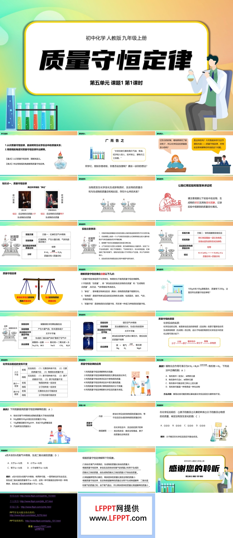 人教版质量守恒定律PPT课件