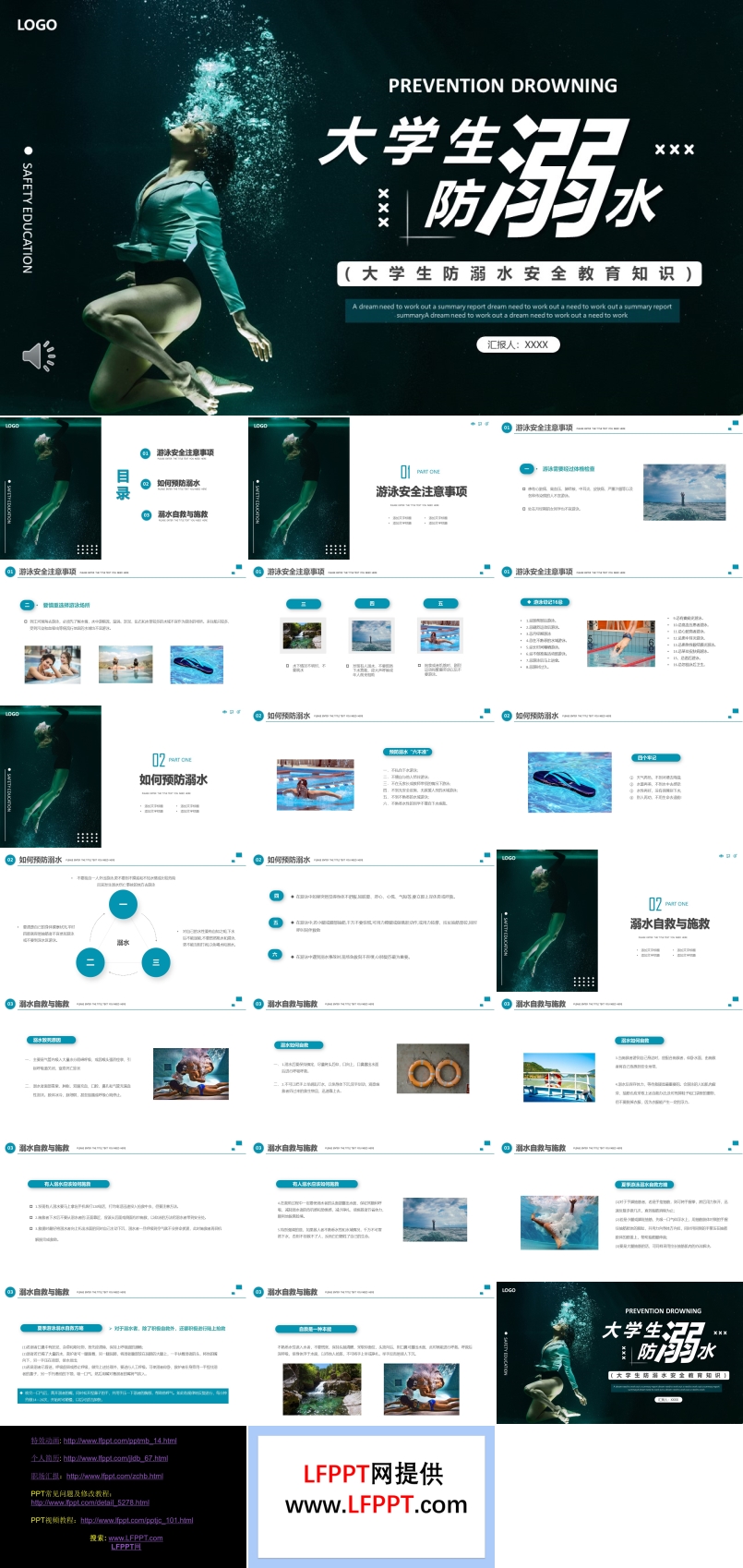 大学生防溺水安全教育知识PPT课件