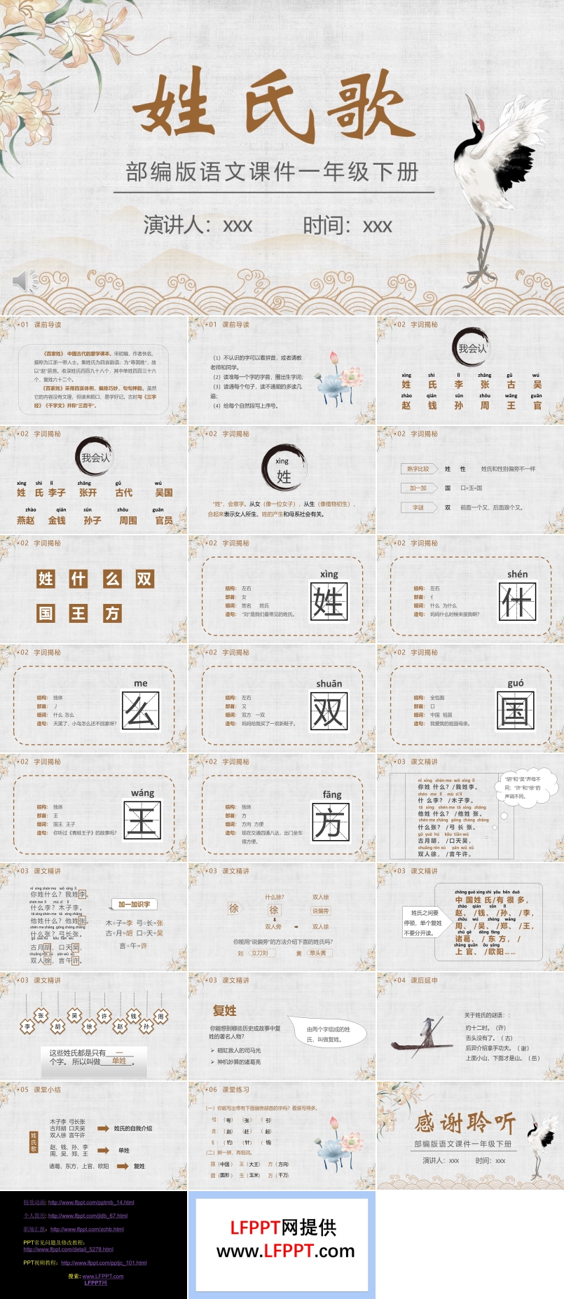 部编版一年级语文下册姓氏歌课件PPT