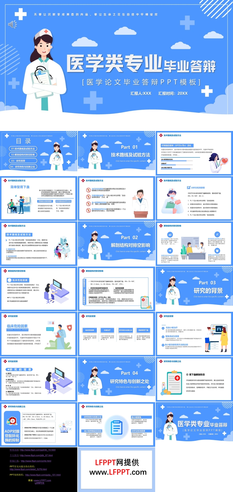 医学类专业毕业答辩PPT模板