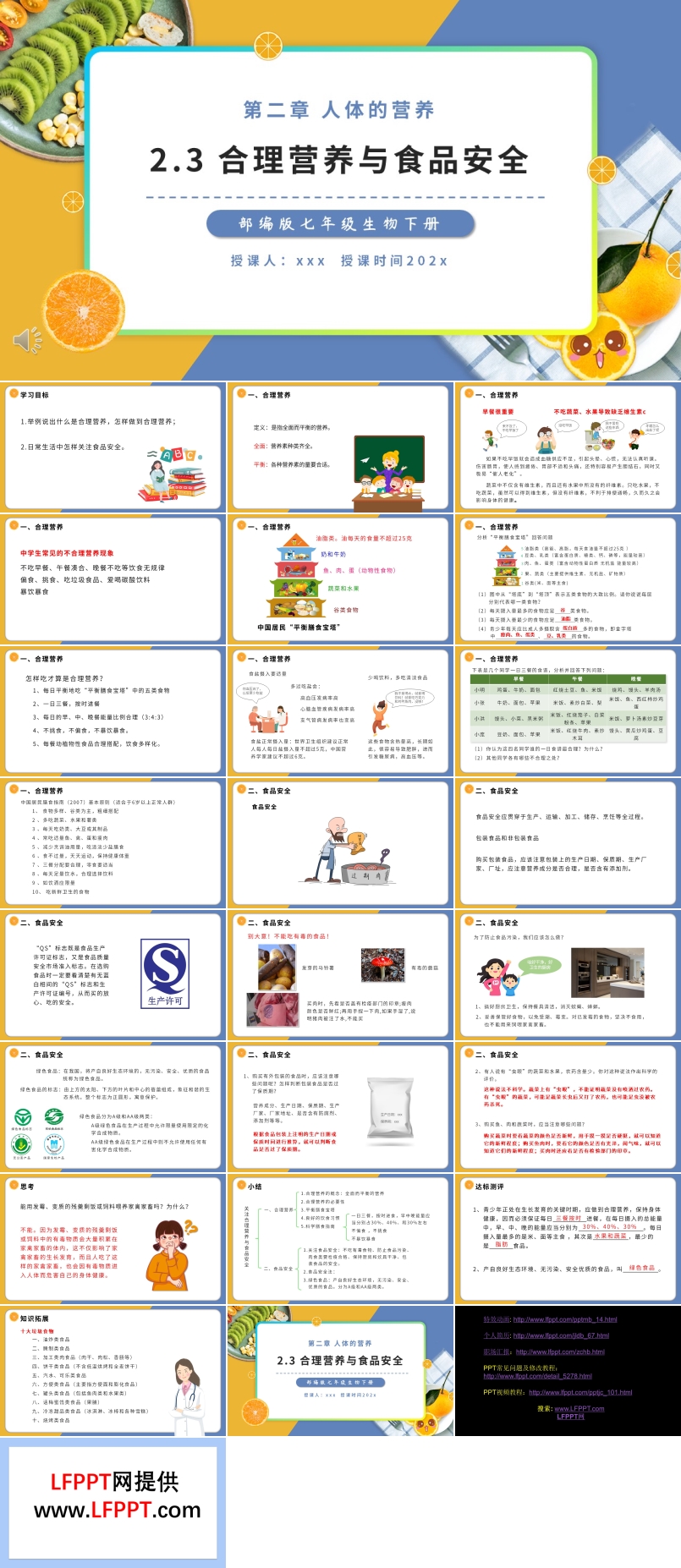 部编版七年级生物下册合理营养与食品安全课件PPT