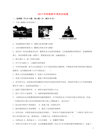 河南省2017年中考历史真题试题（含解析）