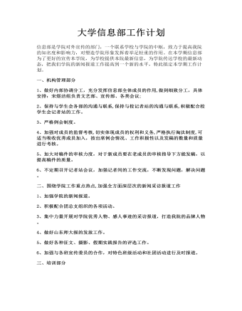 大学信息部工作计划