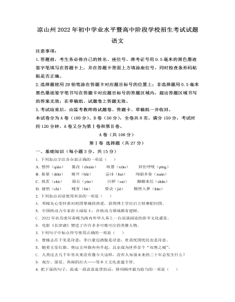 2022年四川省凉山州中考语文真题（原卷版）