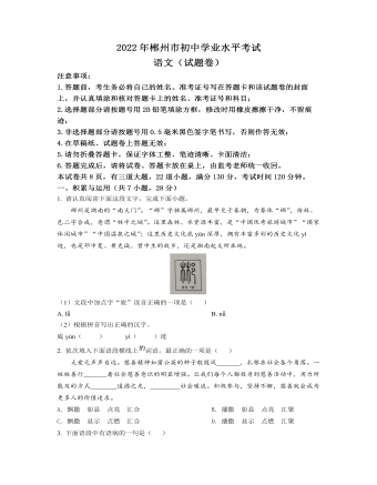 2022年湖南省郴州市中考语文真题（原卷版）