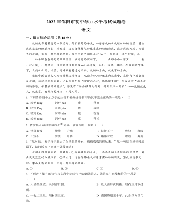 2022年湖南省邵阳市中考语文真题（解析版）