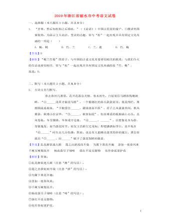 浙江省丽水市2019年中考语文真题试题（含解析）