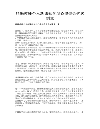 精编教师个人新课标学习心得体会优选例文