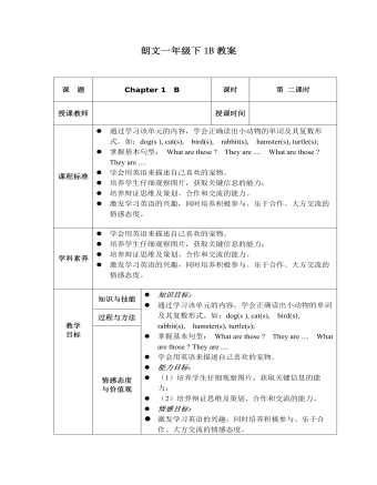 一年级朗文教材下册1B Chapter 1 B