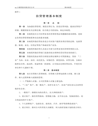 公司管理制度（适用于信贷公司）