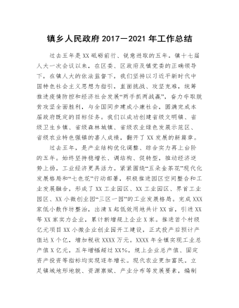 镇乡人民政府2017－2021年工作总结