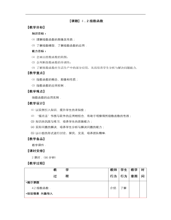 【高教版】中职数学基础模块上册：4.2《指数函数》优秀教案