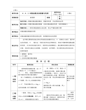 【高教版】中职数学基础模块上册：4.4《对数函数》优秀教案