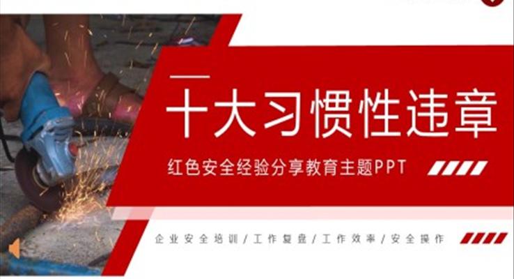 十大习惯性违章安全教育PPT模板