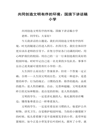 共同创造文明有序的环境：国旗下讲话稿小学