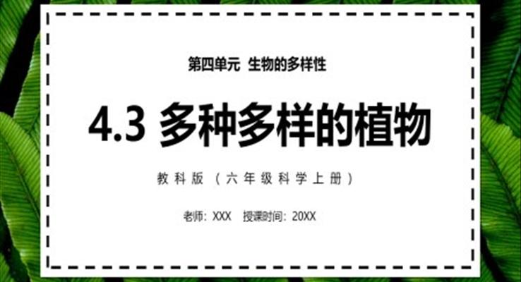 多种多样的植物PPT课件模板教科版六年级科学上册