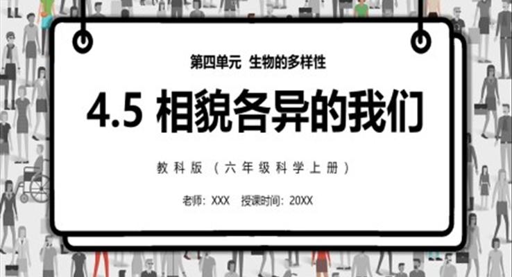 相貌各异的我们PPT课件模板教科版六年级科学上册