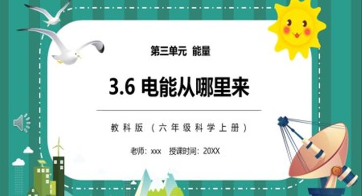 电能从哪里来PPT课件模板教科版六年级科学上册