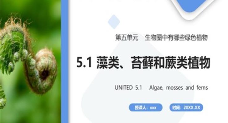 藻类、苔藓和蕨类植物课件PPT模板部编版七年级生物上册