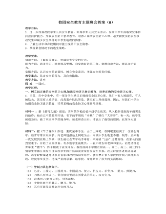 《安全教育》主题班会教案（8）