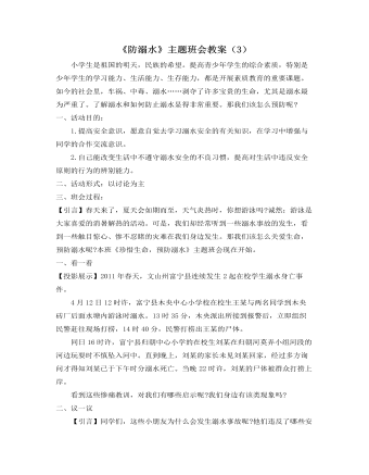 《防溺水》主题班会教案（3）