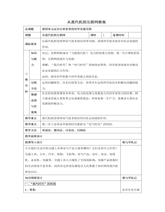 人教版高中历史必修3从蒸汽机到互联网教案