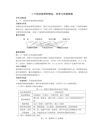 人教版高中地理选修2三个经济地带的特征、差异与发展教案