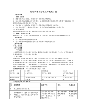 人教版新课标高中物理必修2验证机械能守恒定律教案2篇